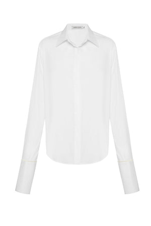 Anne Cotton Twill Shirt with White Silk Trim