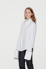 Anne Cotton Twill Shirt with Grey Silk Trim