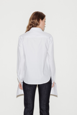 Anne Cotton Twill Shirt with Grey Silk Trim