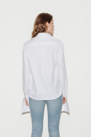 Anne Cotton Twill Shirt with White Silk Trim