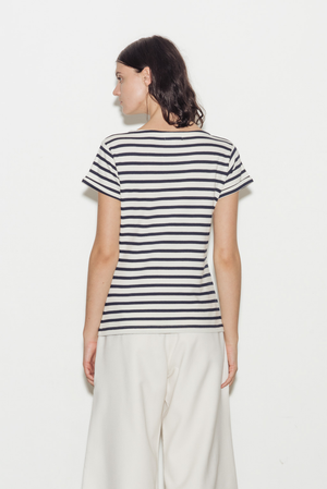 Banana Breton Striped Boat Neck Cotton T-Shirt