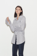 Accent Cotton Twill Stripe Shirt with Detachable Cuffs